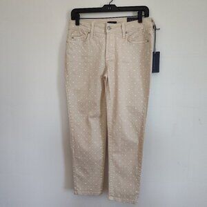 Ladies Petite SZ 4P NYDJ Beige Polka-Dot  Ankle Pant